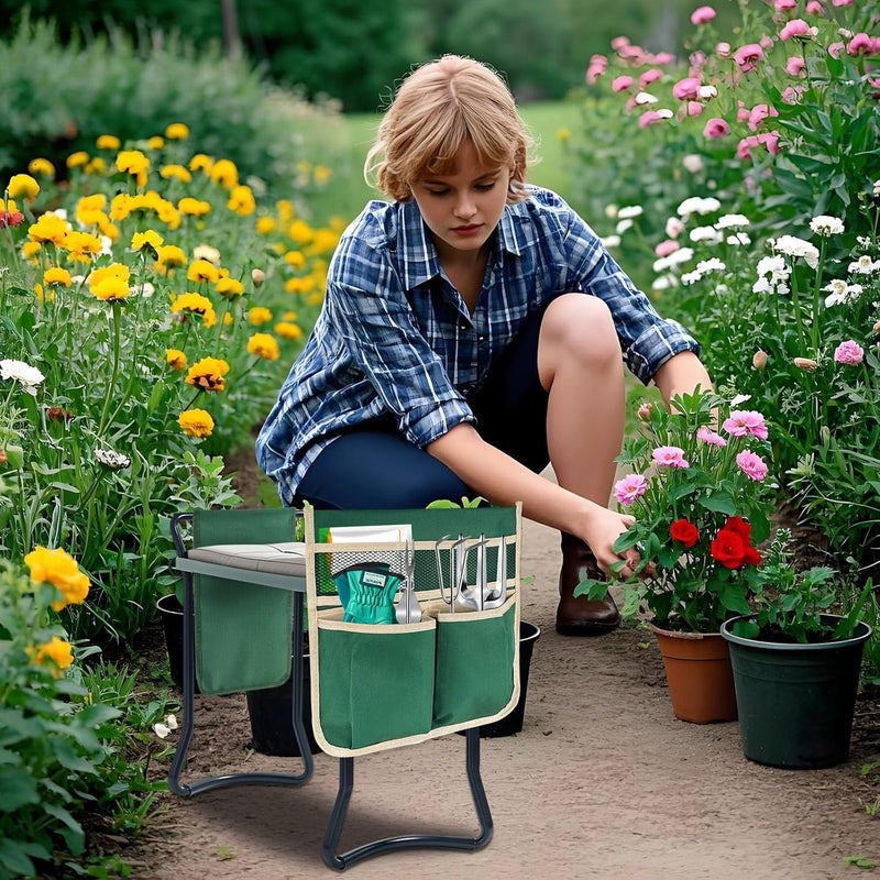 YBB 2 Pack Garden Pouches for Kneeler, Portable Tool Storage Bags Oxford Multiple Storage Pockets Organizer for Outdoor Gardening Kneeling Stool - Image 2